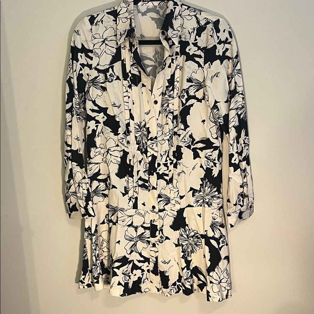 Zara Black and White Floral Dress